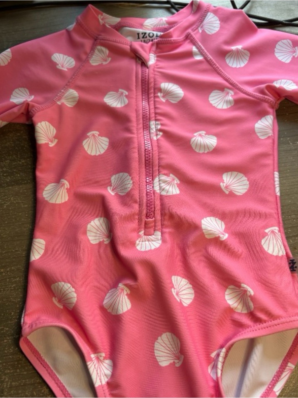 Izod Girls Pink One-Piece Swim Suit with Contrast Trim